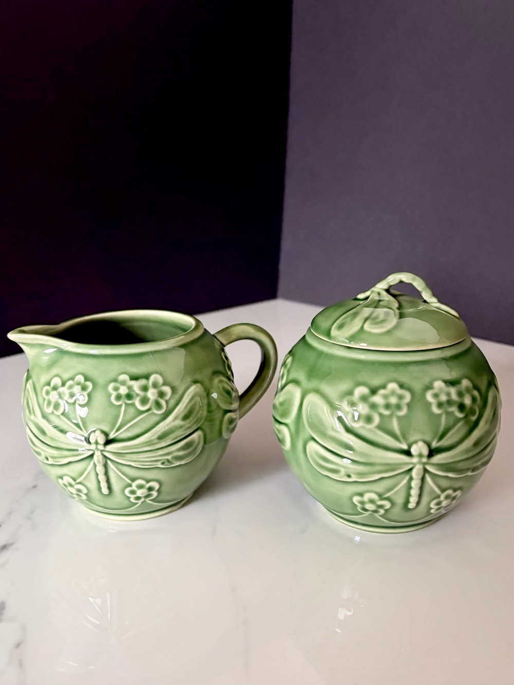 Dragonfly Sugar Creamer SET by Bordallo Pinheiro